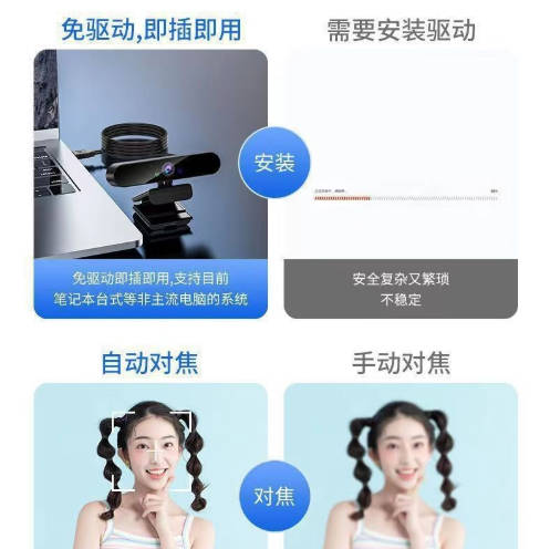 4K超清电脑摄像头USB台式笔记本网课直播视频摄影专用内置麦